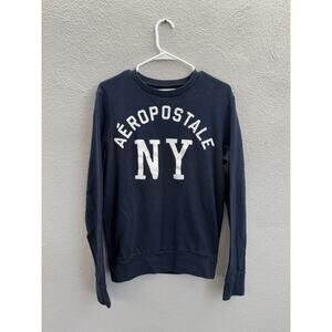 Aeropostale Womens Sweatshirt Size XS Blue Logo Long Sleeve Crewneck